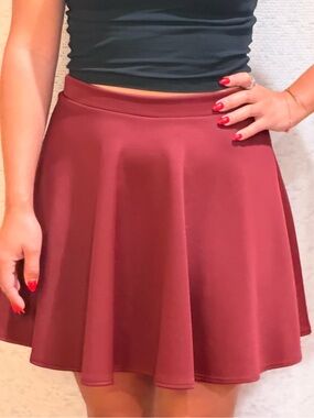Popular Basics Burgundy Circle Skater Skirt